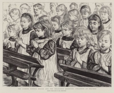 Yaklaşan Okul Kurulu ve Dini Soru, Çocuklar Namazda by Charles Paul Renouard